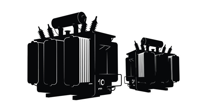 Electrical transformers silhouette on a white background