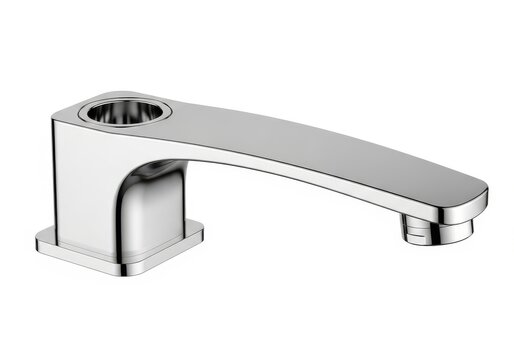 Modern chrome faucet with a sleek design and a square base for a contemporary bathroom look.