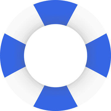 Blue and White Lifebuoy Illustration Isolated on Transparent Background