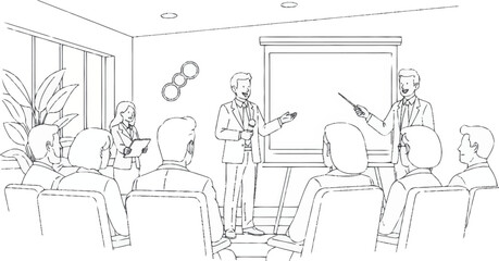 Obraz premium Businessman giving presentation to colleagues.