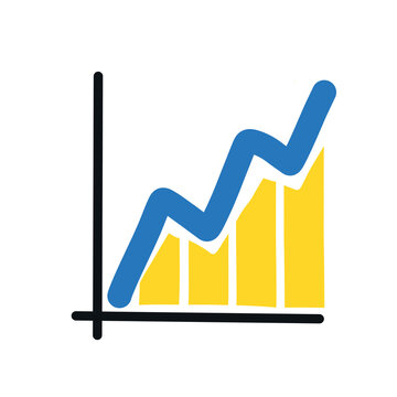 Success graph in drawing style isolated illustration.