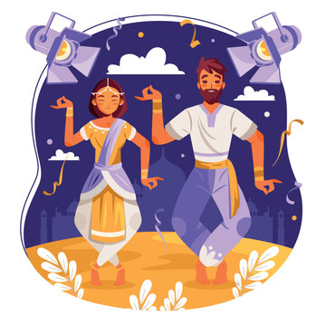 Bollywood Dance Illustration Composition
