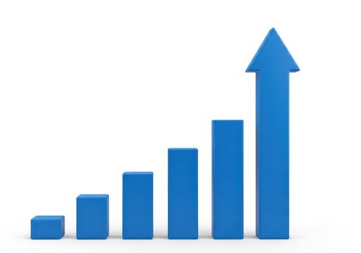 Graph showing a steady increase with a significant upward arrow at the end
