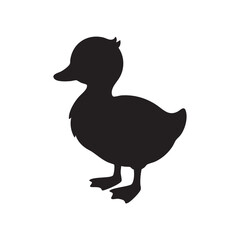 Fototapeta premium Black silhouette of a cute little duckling