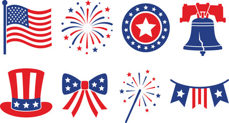 Obraz premium Classic 4th of July Vector Icon Pack | American Patriotic Celebration Icons