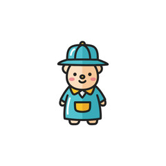Obraz premium Cartoon bear in blue outfit.