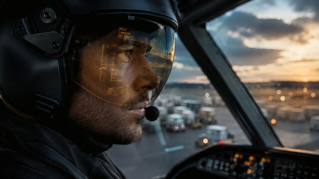 Profile of Cargo Pilot with HUD Visor