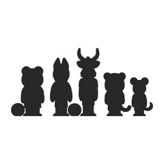Black Cat Family Silhouette Vector © ArtDesign