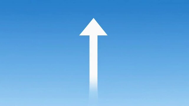White arrow pointing up on blue background.