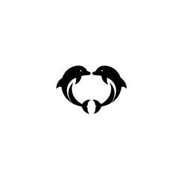 Two Dolphins Forming a Heart Shape with Tails Intertwined Symbolizing Love and Partnership