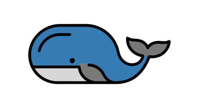 Cartoon blue whale side view.