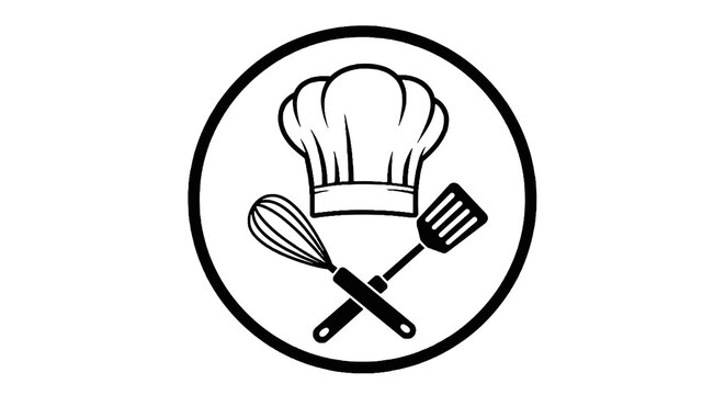 Black and white chef hat icon.