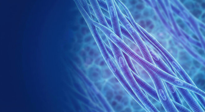 Food tech alternative proteins microbiology bacteria culture biofilm blue background for sustainable nutrition research and clean label product