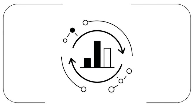 Black and white business graph icon.
