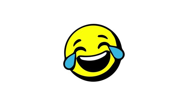 Funny laughing emoji animation on clean white background for social media content, meme videos, reactions, messaging apps, comedy edits, and motion graphics projects. Perfect for digital communication