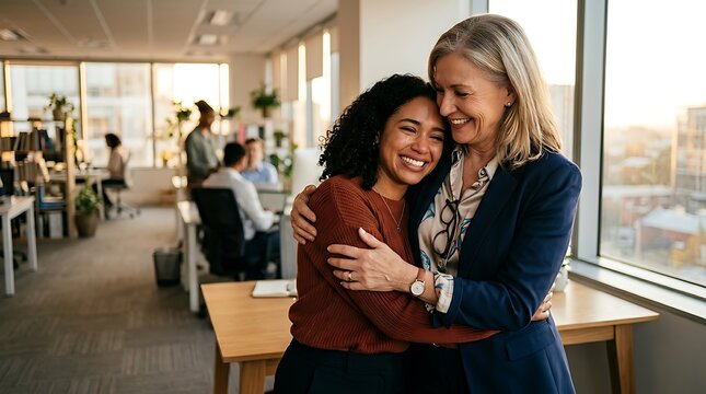 Mentor Junior Employee Warm Embrace Professional Support Career Development