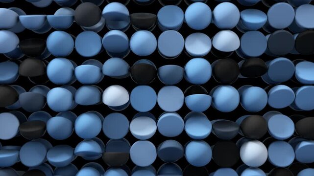 Flipping 3D grid of simple shapes geometric motion background. Perfect loop.