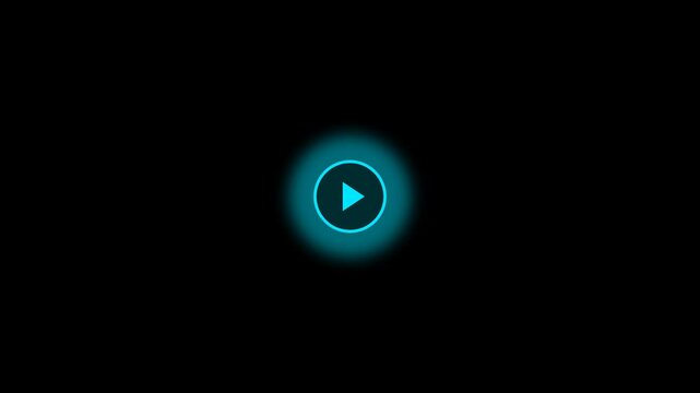 Neon cyan play button animation.
