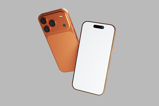 Floating Cosmic Orange Smartphone 17 Pro Mockup