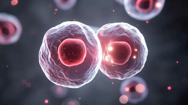 White Blood Cells Moving Through Biological Fluid Immune System Animation. Generative AI