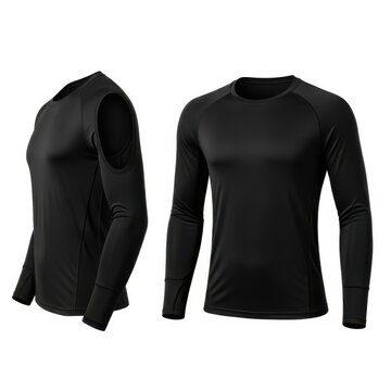 Stylish black long-sleeve thermal top for layering and comfort during cooler weather.