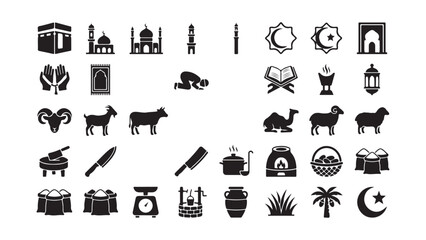 Fototapeta premium Islamic Religious and Cultural Icon Set Silhouette Vector