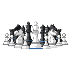 Chess pieces on a chessboard setup. © Dzaki_Mahir