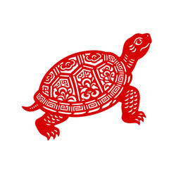 Fototapeta premium Red Papercut Turtle