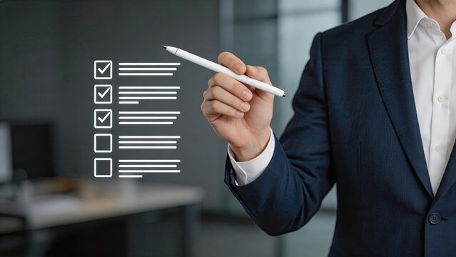 Task checklist completion concept, project management workflow, to-do list organization, productivity efficiency tracking, goal achievement progress, administrative planning