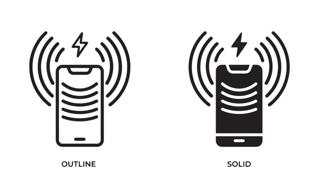 Mobile Phone Wireless Charging Icons For Technology And Energy Concepts