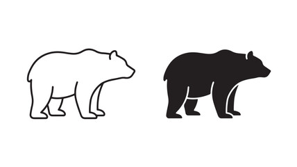 Fototapeta premium Black and white bear silhouettes walking side by side on isolated background for conceptual and symbolic uses