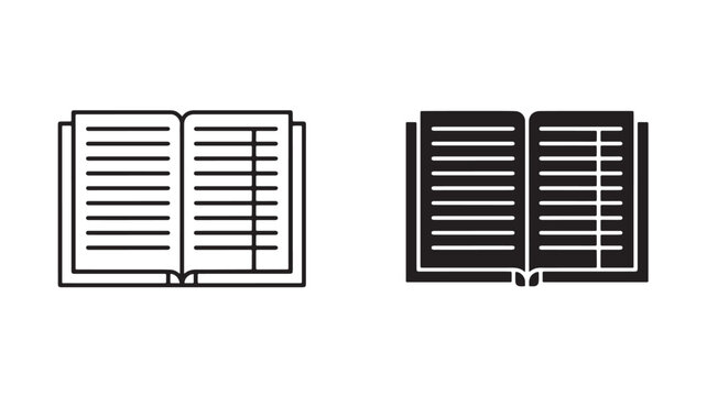 Open Book Icons Line Art For Education Concepts