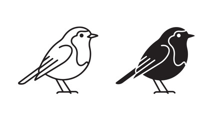 Obraz premium Two Birds Standing Side By Side In Black And White On Plain Background For Design Concepts