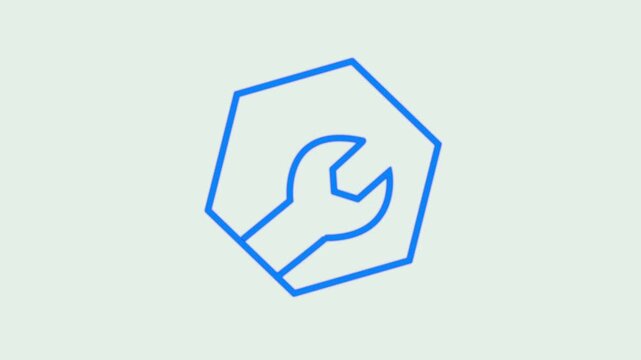 Tool Service Logo Animation Wrench Hexagon Tech Icon Motion Graphics