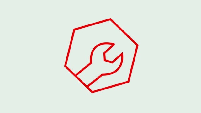 Tool Service Logo Animation  Blue Wrench Hexagon Tech Icon Motion Graphics