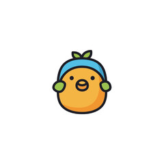 Obraz premium Cartoon orange character with blue hat.