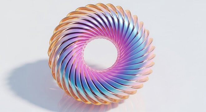 Colorful spiral shell shape made of tiny dots in bright colors