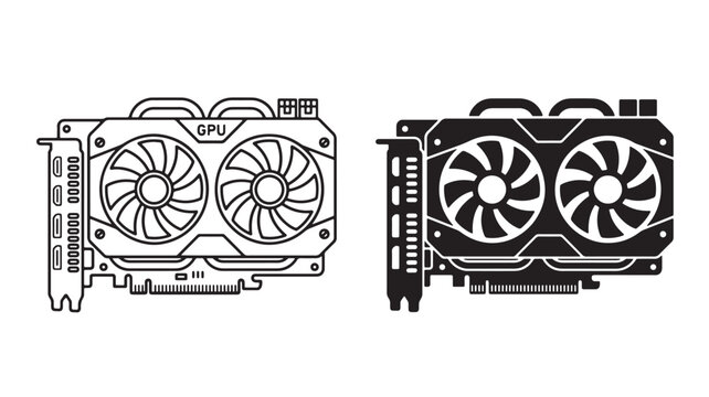 GPU Graphics Cards With Dual Fans For Computer Hardware And Technology Concepts