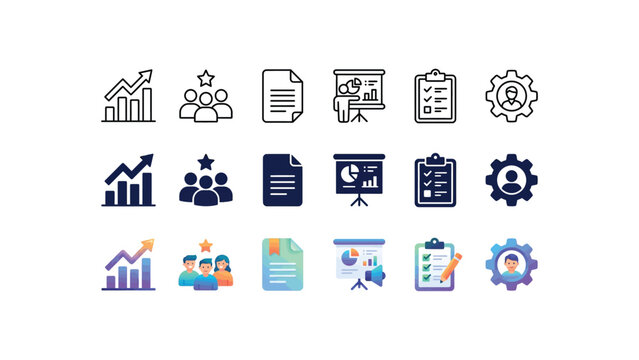 Modern flat icons set for business presentation