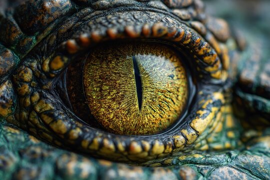 close-up of crocodile eye with detailed scales