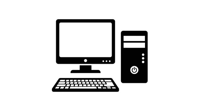 Computer desktop with keyboard monitor.