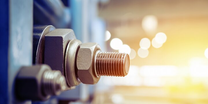 Manufacturing process of industrial fasteners factory floor close-up image bright environment focused viewpoint engineering concept