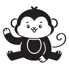 Obraz premium Cute silhouette of a monkey sitting