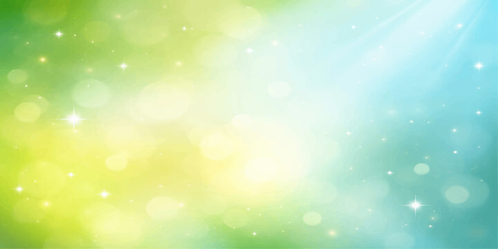 An abstract green nature backdrop featuring a bright bokeh design with glowing yellow circles and a blurred vector pattern for a festive holiday wallpaper