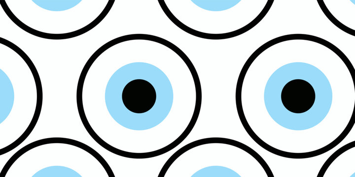 Evil Eye Vector Seamless Pattern Digital Paper &ndash; Mystical Blue and White Protection Symbol, Boho Spiritual Background, Greek and Turkish Amulet Design, Magic Talisman Print for Sublimation and Crafts