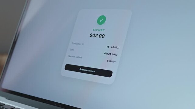 Close-up of an e-wallet payment request processing on a computer display.