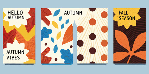 Obraz premium Autumn leaf posters a set of four vertical graphic designs