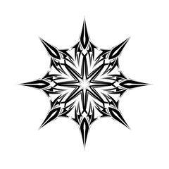 Fototapeta premium Black and white tribal star design with sharp points and symmetry 