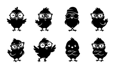 Charming Chick Icons, Adorable Bird Silhouettes, Cute Animal Vector Set, Playful Character Graphics for Kids and Education © Mohammad