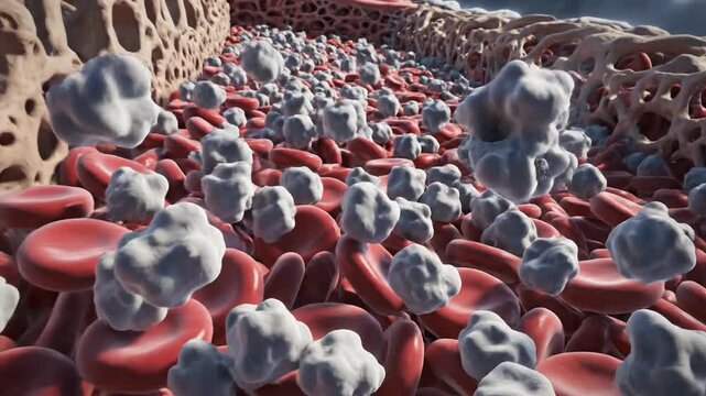 Abnormal White Blood Cells in Leukemia Medical Illustration